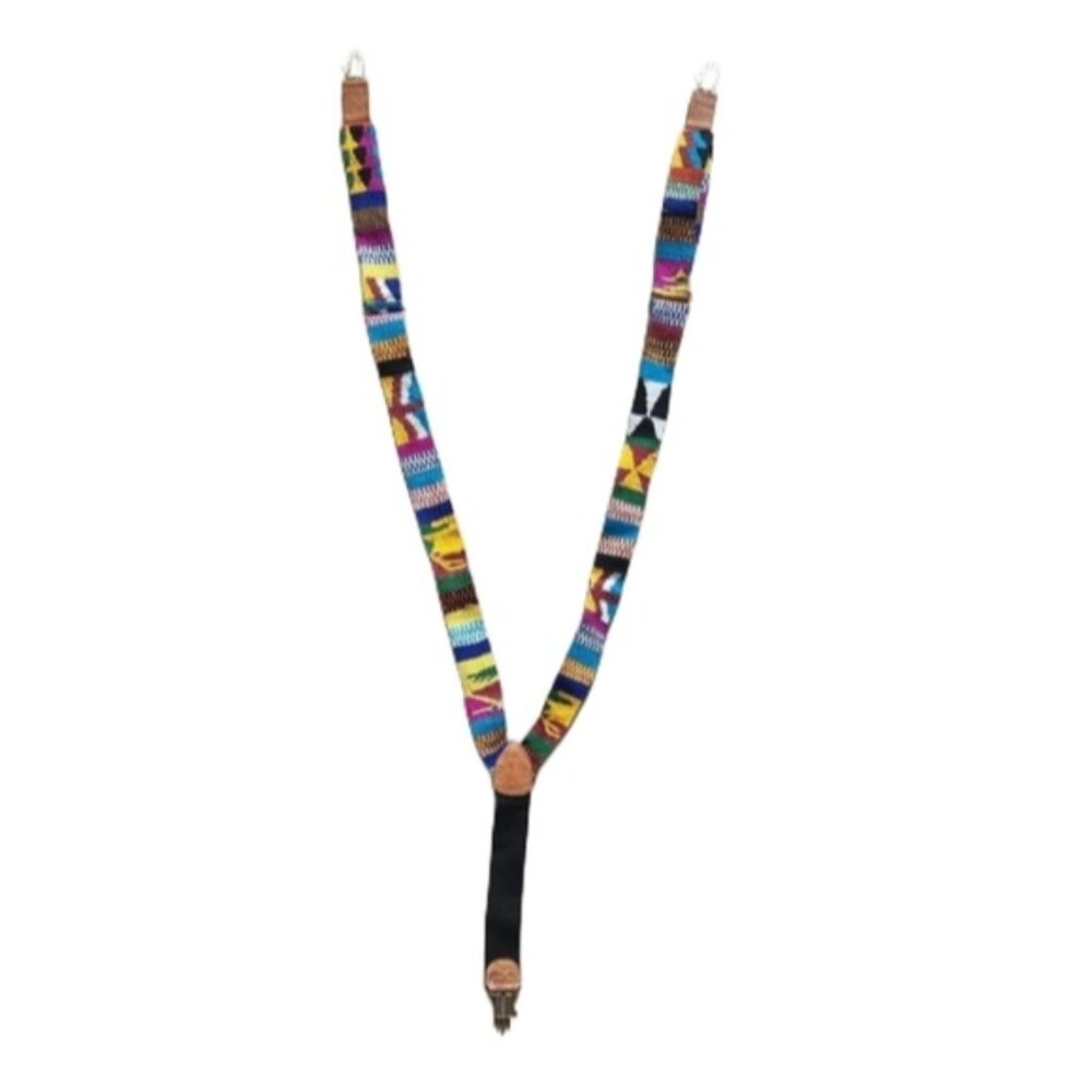 Multicolor Knit Patterned Men's Suspenders With Hand Clasps